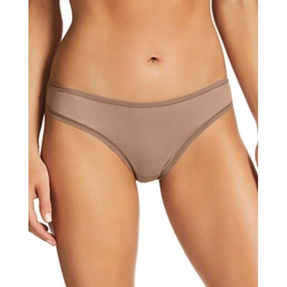 Fine Lines Pure Cotton Thong Mocha Size Large